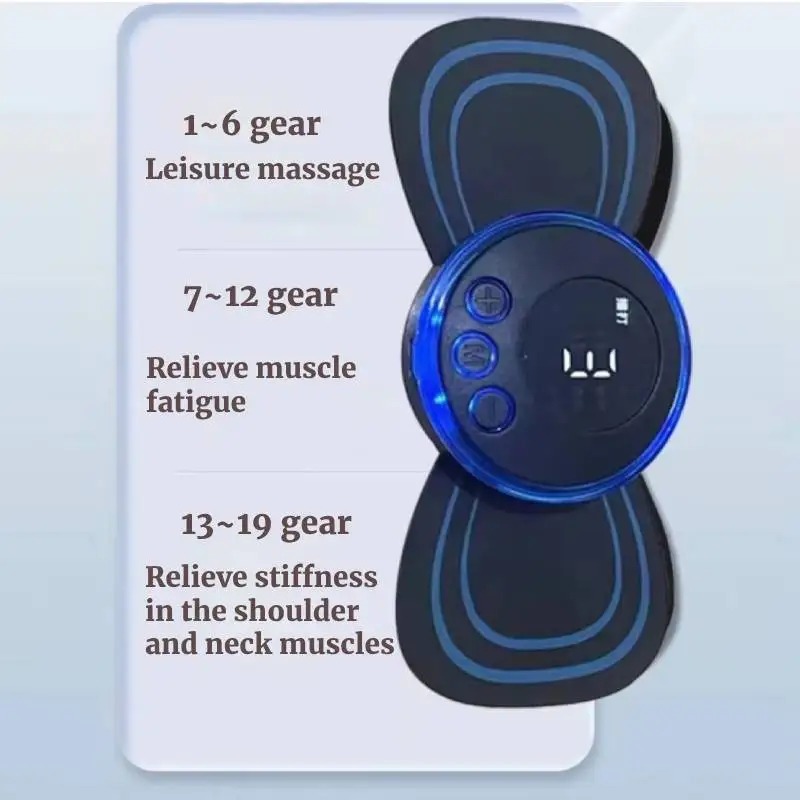 Mini massage patch cervical massager shoulder and neck massager portable intelligent 8-mode 19 force Stimulator Massage Patch