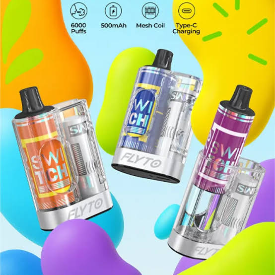 Flyto switch vape 6000 puff Full set With 30mg nic and 500 mAh battery