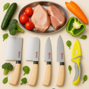5 in 1 combo sat steel knife cleaver