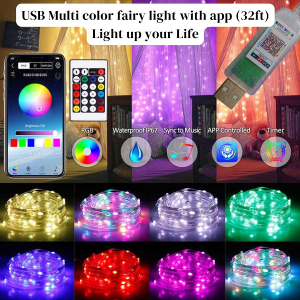 USB Plug in with Remote & App Control 32ft/10M Fairy Strip Lights