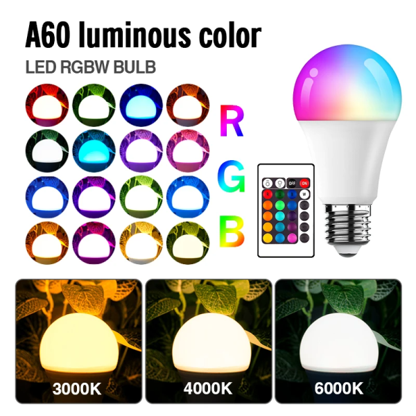 PCS 16 Colors Changing Light E27 Key Remote Control LED Bulb Lamp 220V Dimmable RGB White Colorful Change for Home Bedroom