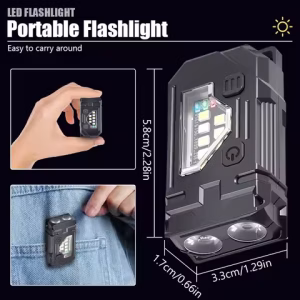 D2 Mini Work Led Flashlight 8 Modes Rechargeable Magnetic Torch Lamp with Metal Clip IP65 Waterproof Black/Orange Power Display - Image 3