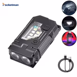 D2 Mini Work Led Flashlight 8 Modes Rechargeable Magnetic Torch Lamp with Metal Clip IP65 Waterproof Black/Orange Power Display - Image 4