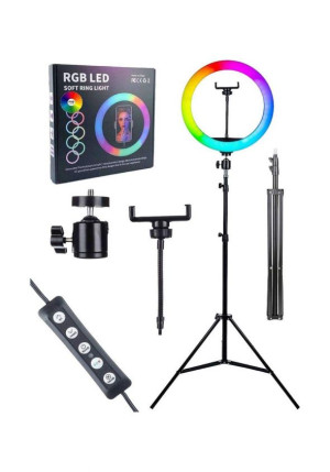 MJ26 RGB LED Soft Ring Light and stand (10inches) - Image 3