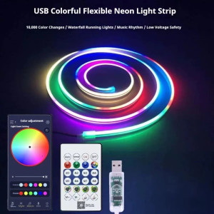 USB Symphony Neon 5V Light Strip App Bluetooth Outdoor Led Music Flexible Running Water Full Color Rgb Light Strip - Image 2