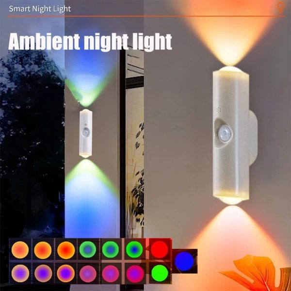 Double-Headed Cat-Eye Atmosphere Lamp Wall Lamp Rechargeable Wine Cabinet Entrance Night Light Bedroom Wardrobe Smart Human Body Sensor Lamp