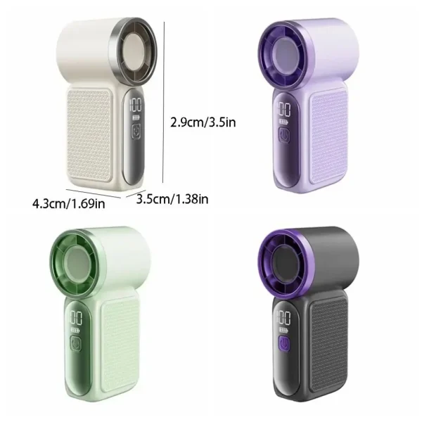 Cooling 6 Gear Wind Mini Portable Fan Air Turbo Tech LED Display USB Rechargeable Fan Adjustable Ultra-quiet Pocket Fan Camping