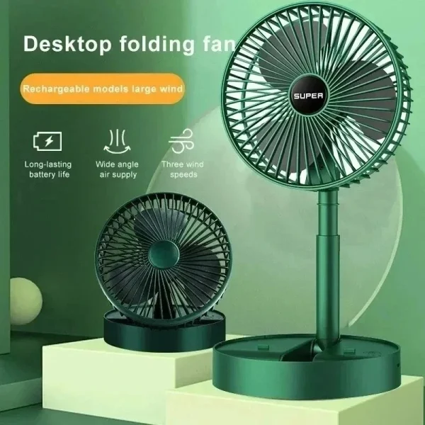 2026 Desktop fan charging model, long endurance USB foldable mini retractable fan, dormitory portable desktop electric fan