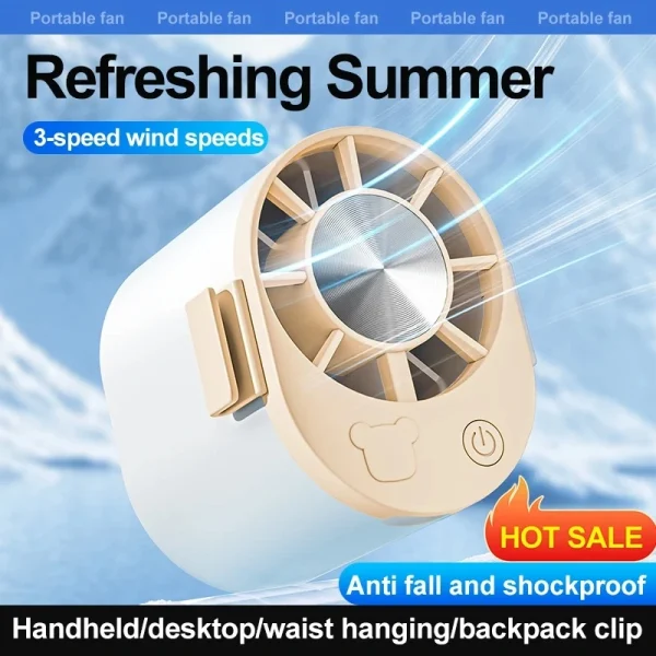 Portable Powerful Waist Clip Fan High-Speed USB Rechargeable Lightweight Desk Fan Belt Fan Versatile Convenient Cooling Fan New